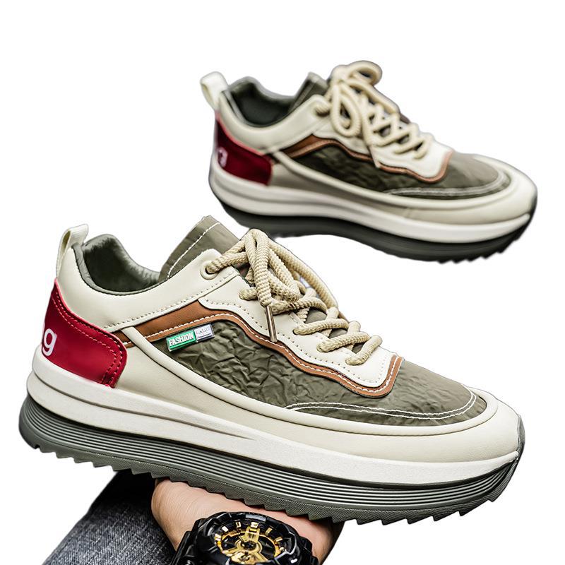 Platform Travel Men's Shoes Autumn Black Waterproof Leather Work Labor Insurance Shoes Men's Running Non-slip Sports Dad Shoes