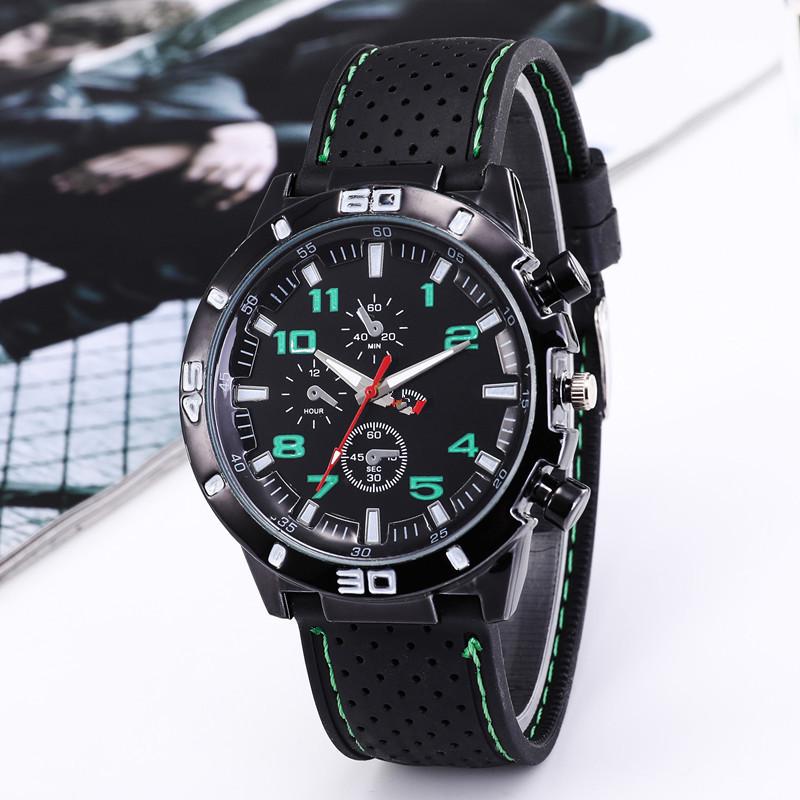 

Men s Casual Silicone Strap Sports Quartz Watch зелёный