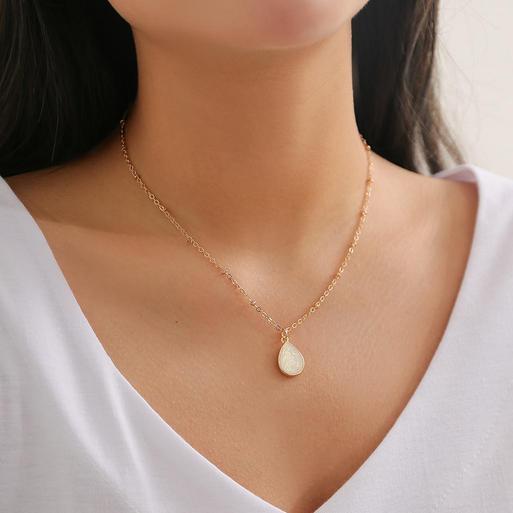 Temperament Imitation Pearl Star-shaped Fringed Necklace, Simple Pastoral Water Drop-shaped Pendant Necklace for Women