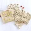 Women's 100% Cotton Gauze Pajama Set - Spring/Autumn Lapel Cardigan with Long Sleeve Top and Pants