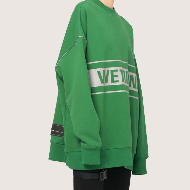 WE11DONE Reflective Logo Pullover Green Unisex Tops WD-SS5-19-048-GR
