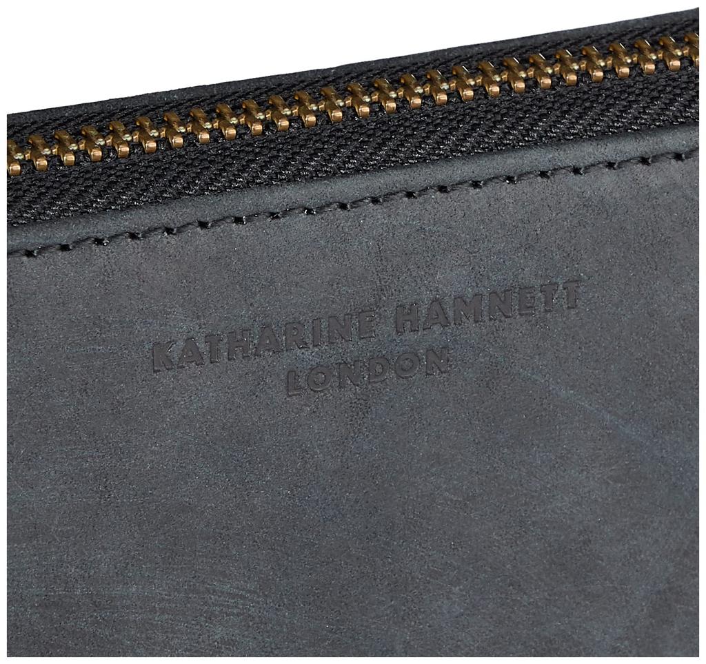Hamnett Domestic Tanned Leather Hand Scratch Pattern Round Zipper Bundle Black [Catherine London] SCRUB" (vegetable Tanned) 490-50603
