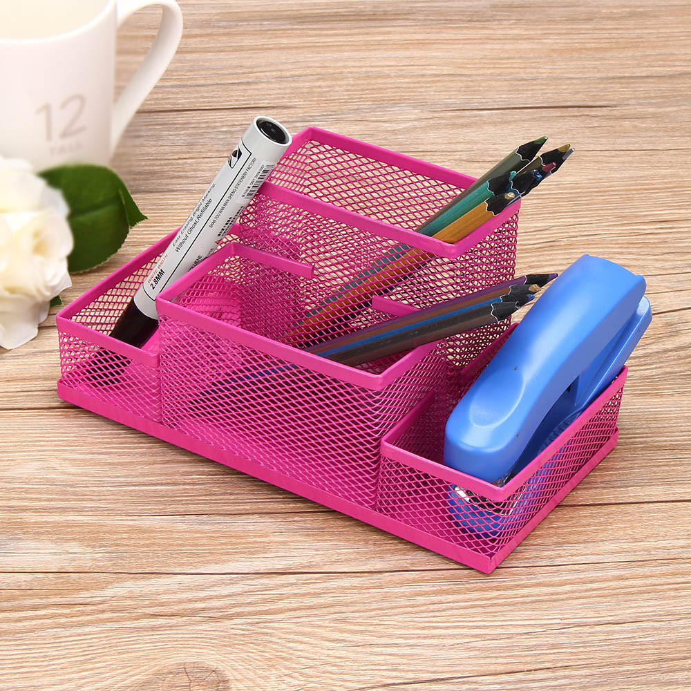 Metal Mesh Home  Pen Pencils Holder Desk Stationery Storage Organizer Box 