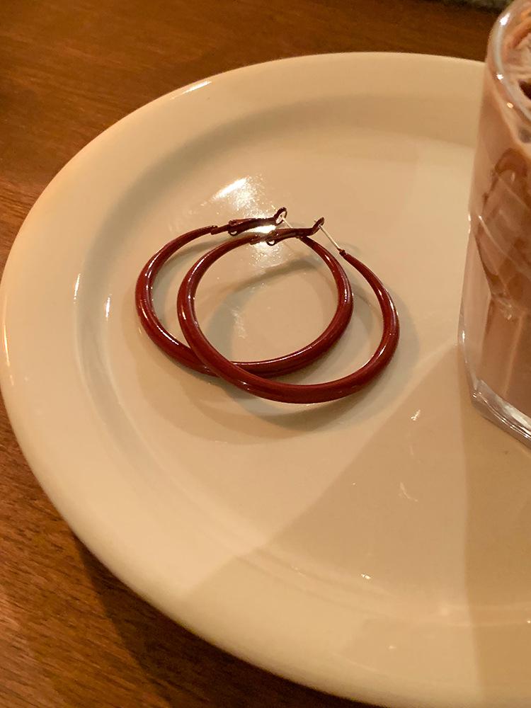 Elegant Retro Hong Kong Style Angora Red Hoop Earrings for Women