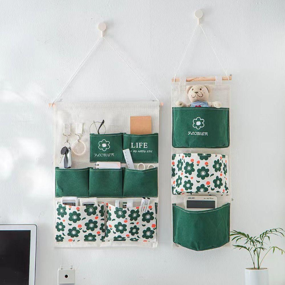 Wall Mounted Storage Bag Multiple Pockets Sundries Storage Pouches Portable Hanging Bag  Dormitory
