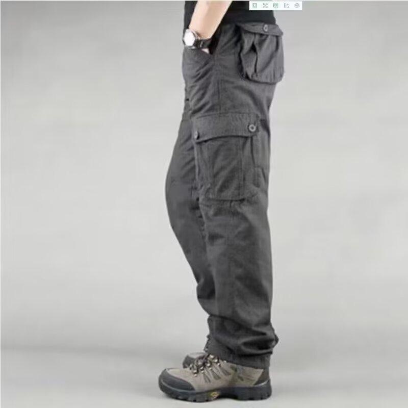 Men S Loose Straight Leg Multi Pocket Cargo Long Pants