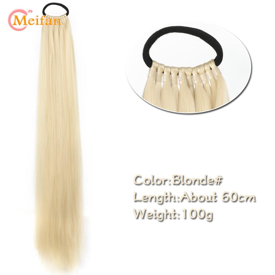 

24-дюймовый синтетический хвостик, черный натуральный плетеный хвост, шиньон, длинная прямая резинка для волос для женщин