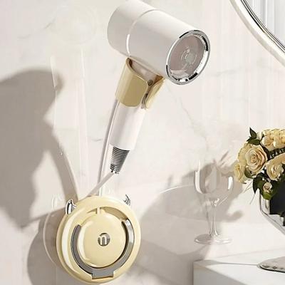 Wall Mounted Hair Dryer Holder Multifunctional Storage Non Perforated Bathroom Shelf Storage Rack Storage Shelves Organizer