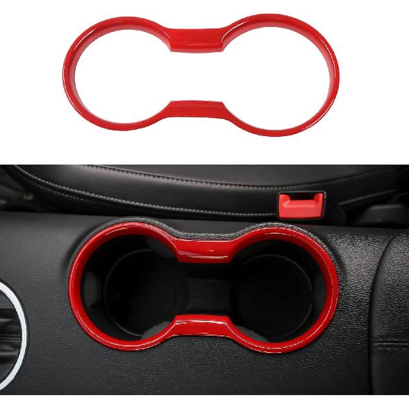 

RT-TCZ Carbon Fiber Cup Holder Cover Frame Trim Interior Accessories Compatible with Ford Mustang 2015-2023 красный