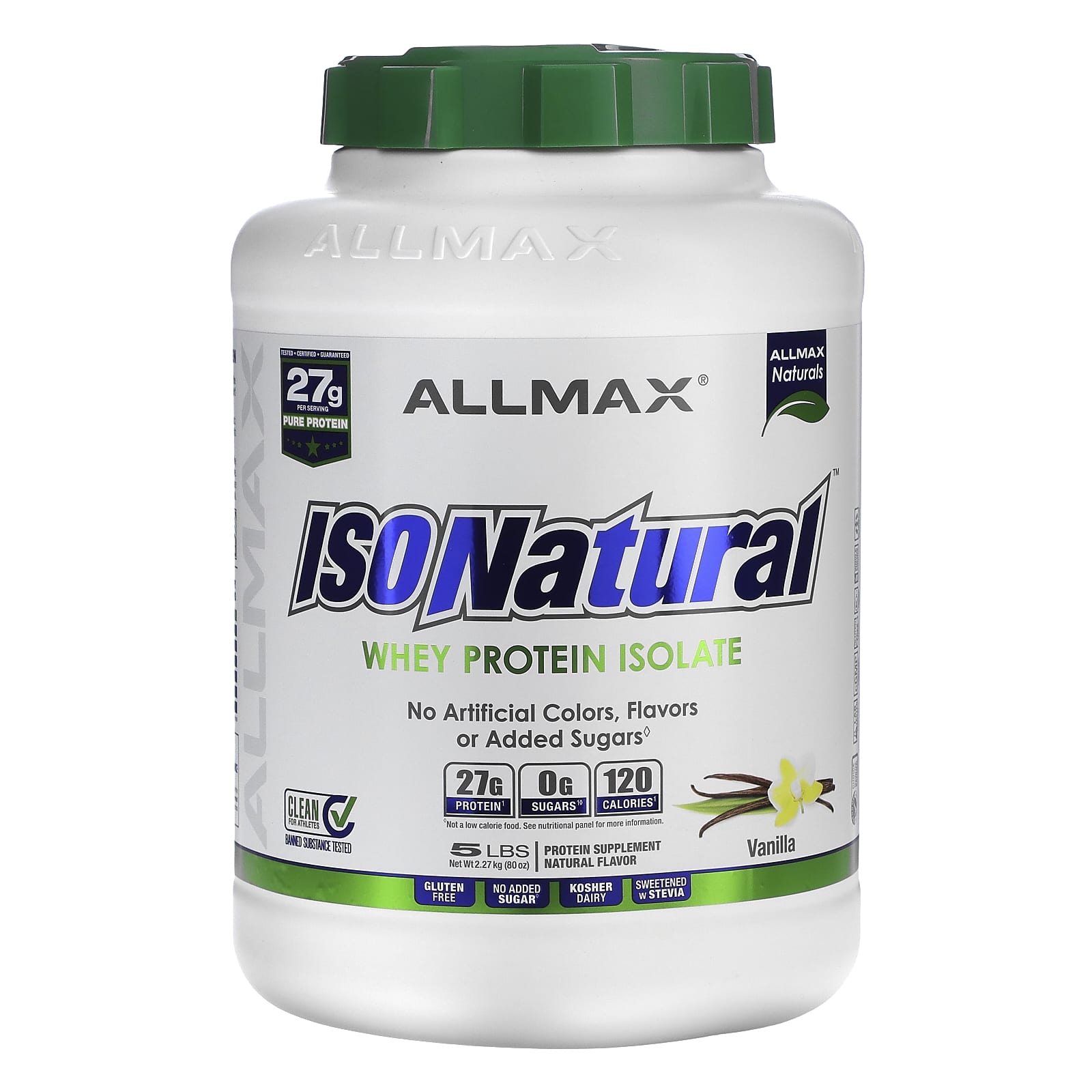 

Isonatural™, Whey Protein Isolate, Vanilla, 2.27Kg(5Lbs)