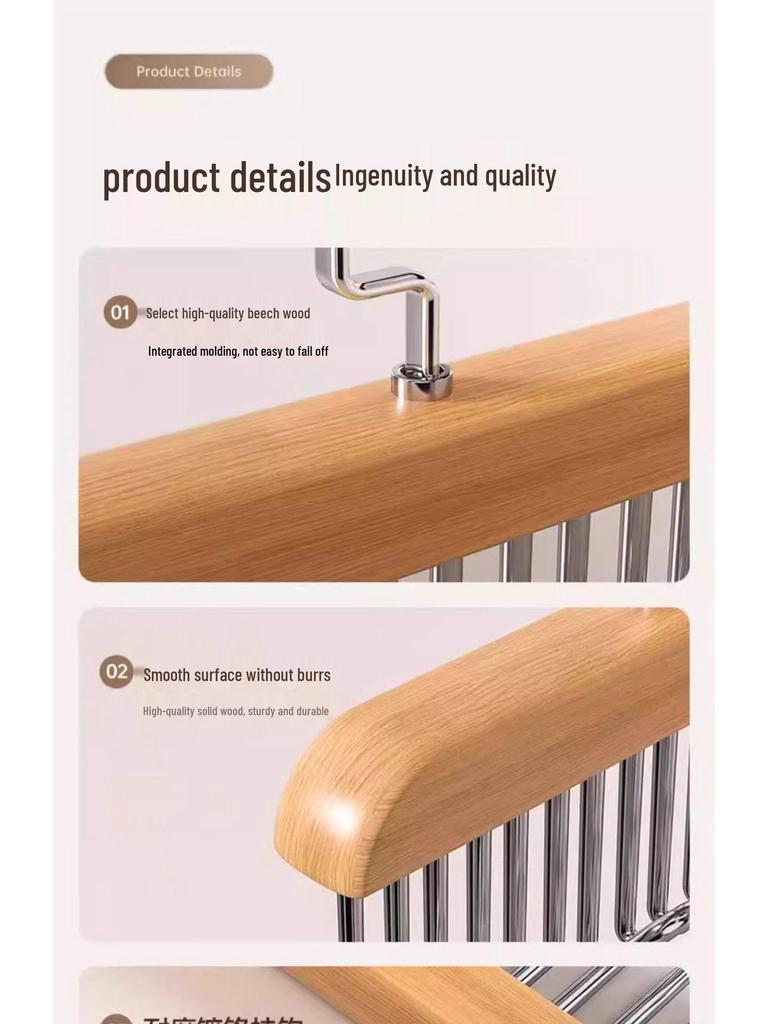 Multi-functional Solid Wood Hanging Rack with Plastic Hooks for Underwear and Vests