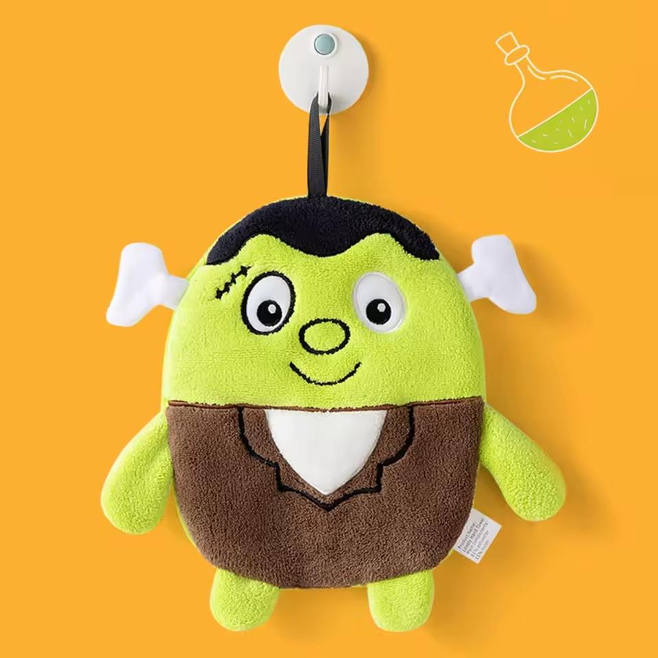 Halloween Hand Towels Embroidered Hanging Ghost Hand Towels Super Absorbent Dish Towel Wipe Cloth Kitchen Bathroom Accessories