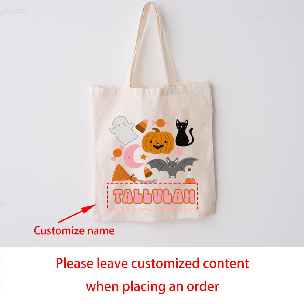 

Personalized Trick or Treat Bags Halloween Candy Bag Holiday Present Grocery Shopping Tote Back To School Birthday Baby Shower 1pcs 34x42CM