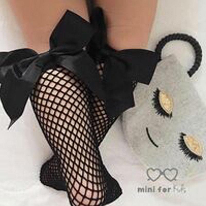 Women Baby Girls Kids Mesh Socks Bow Fishnet Ankle High Lace Fishnet Vintage Short Sock Fashion Summer One Size