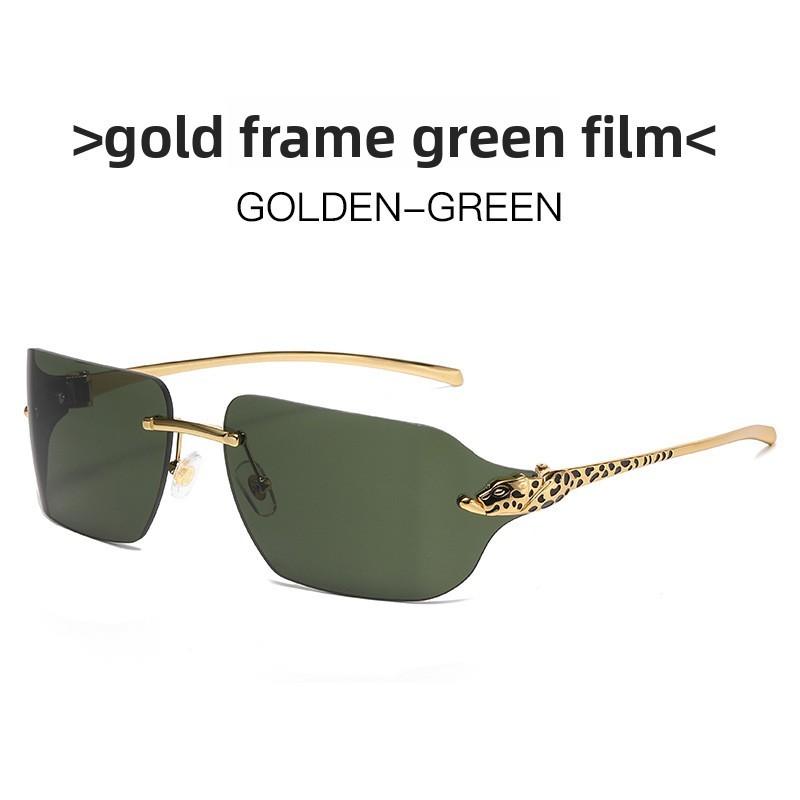 Leopard Metal Frame Sunglasses With Uv400 Protection For Fashionable Men And Women