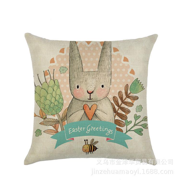 Watercolor Bunny Egg Easter Pillow Cover Nordic Office Sofa Polyester Cushion Cover Home Furnishings