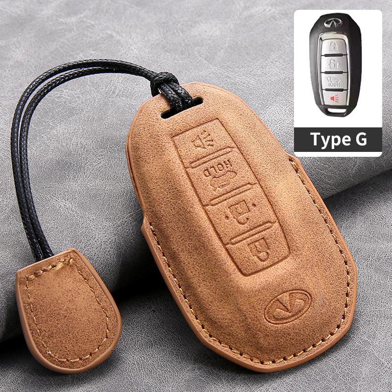 Leather Car Key Cover Case for Infiniti Q50L QX50 QX60 QX55 Q70 Q70L Q30 QX30 QX70 ESQ XQ80 XQ60 Q60S Car Key rope Keyring