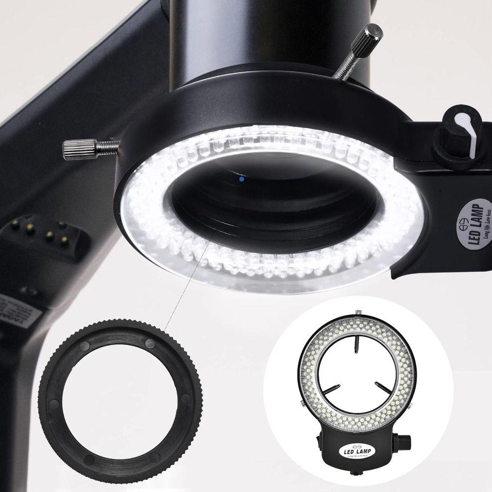 Adjustable 144 LED Ring Light Black White Microscopes Protective Cover  Microscope