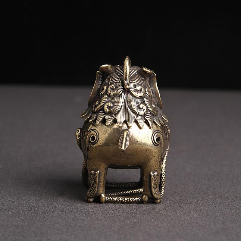 Copper Antique God Beast Statue Incense Burner Vintage Chinese Feng Shui Animal Figurines Ornaments Home Decorations Miniatures