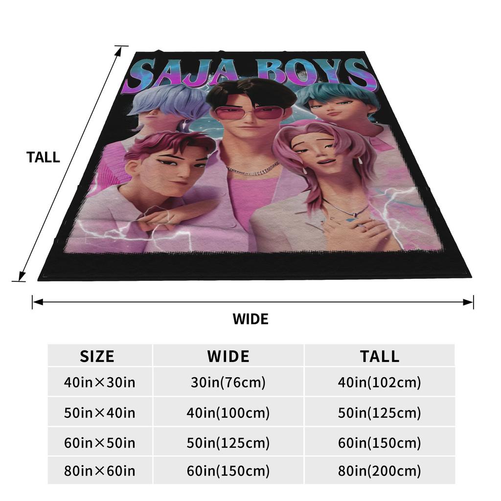 Super Warm Blanket Airplane Travel Huntrix Boys Band Kpop Film Throw Blanket Flannel Bedspread For Couch Bed Sofa Bed Cover