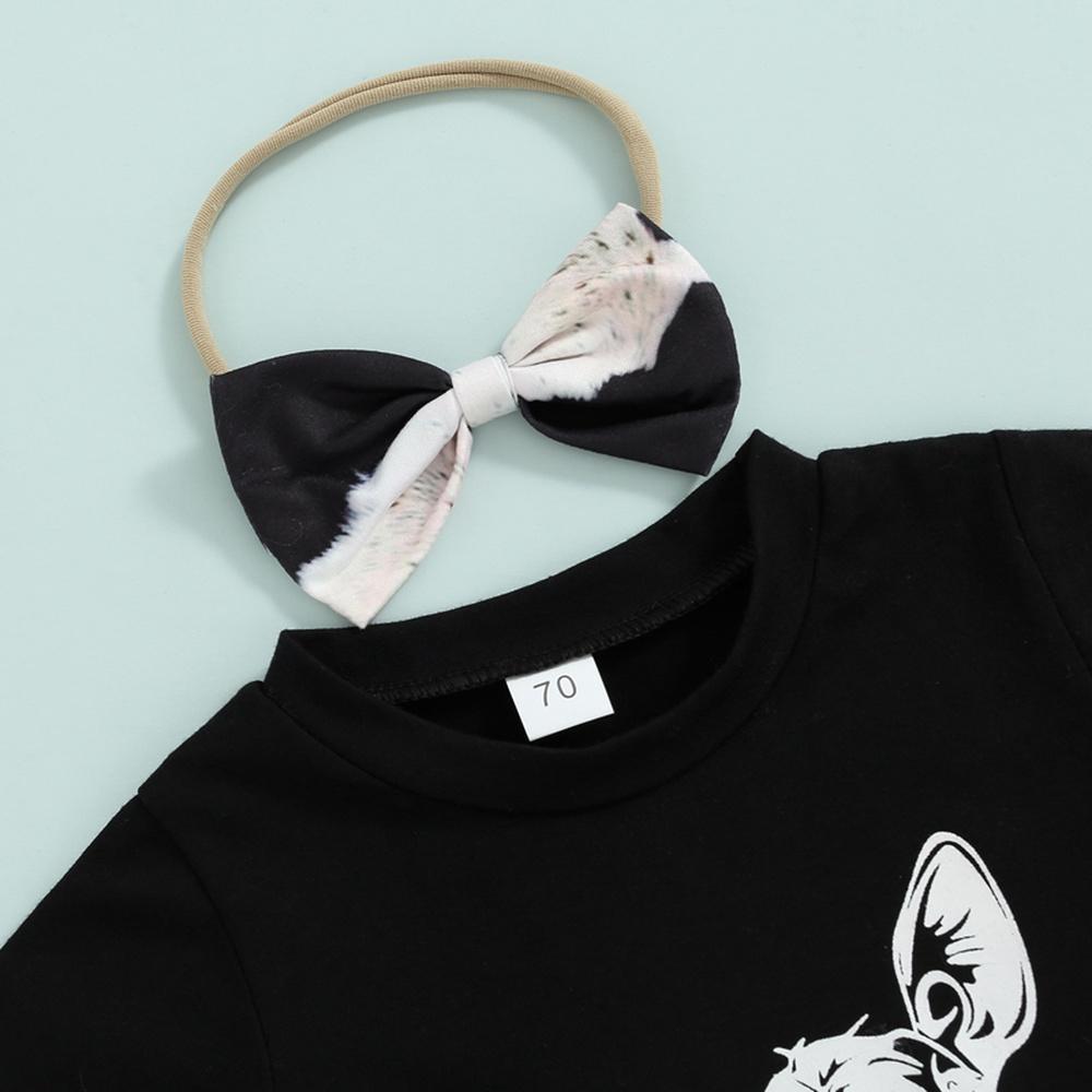 Verão Bebê Meninas Desenho Animado Vaca Estampada Camiseta + Shorts + Faixa de Cabelo 3PCS Roupas Roupas para 0-24 Meses