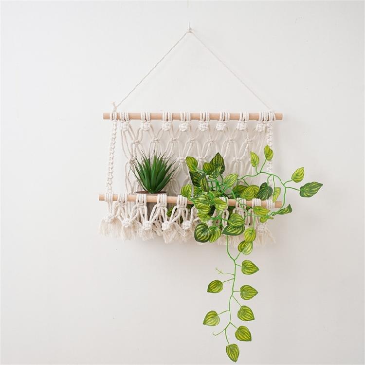 Sturdy Handcrafted Cotton Rope Hangings Book Shelf Storage Rack for Small Items