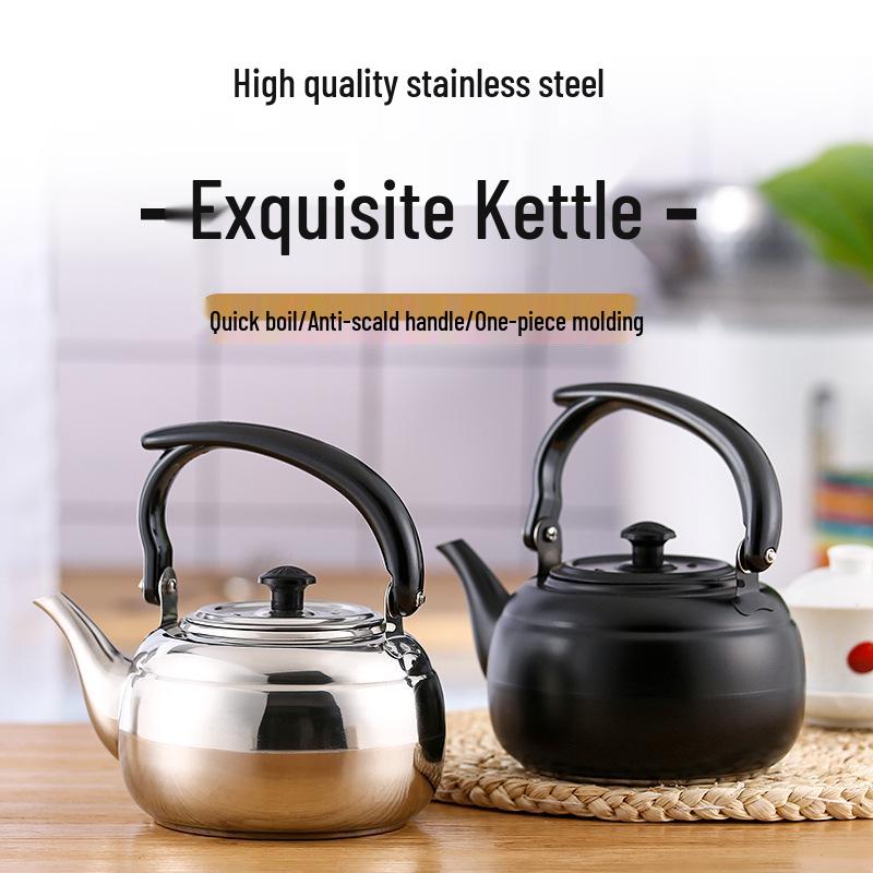Large Exquisite Black Stainless Steel Teapot for Boiling Water and Tea, Suitable for Restaurants and Hotels