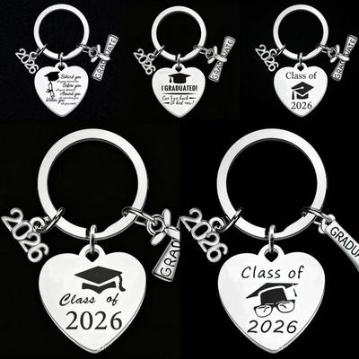 2026 Graduation Gifts School Graduation Keychain Stainless Steel Keyrings Personalized Accessories Pendant