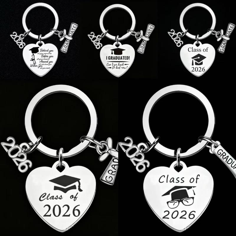 2026 Graduation Gifts School Graduation Keychain Stainless Steel Keyrings Personalized Accessories Fashion Pendant