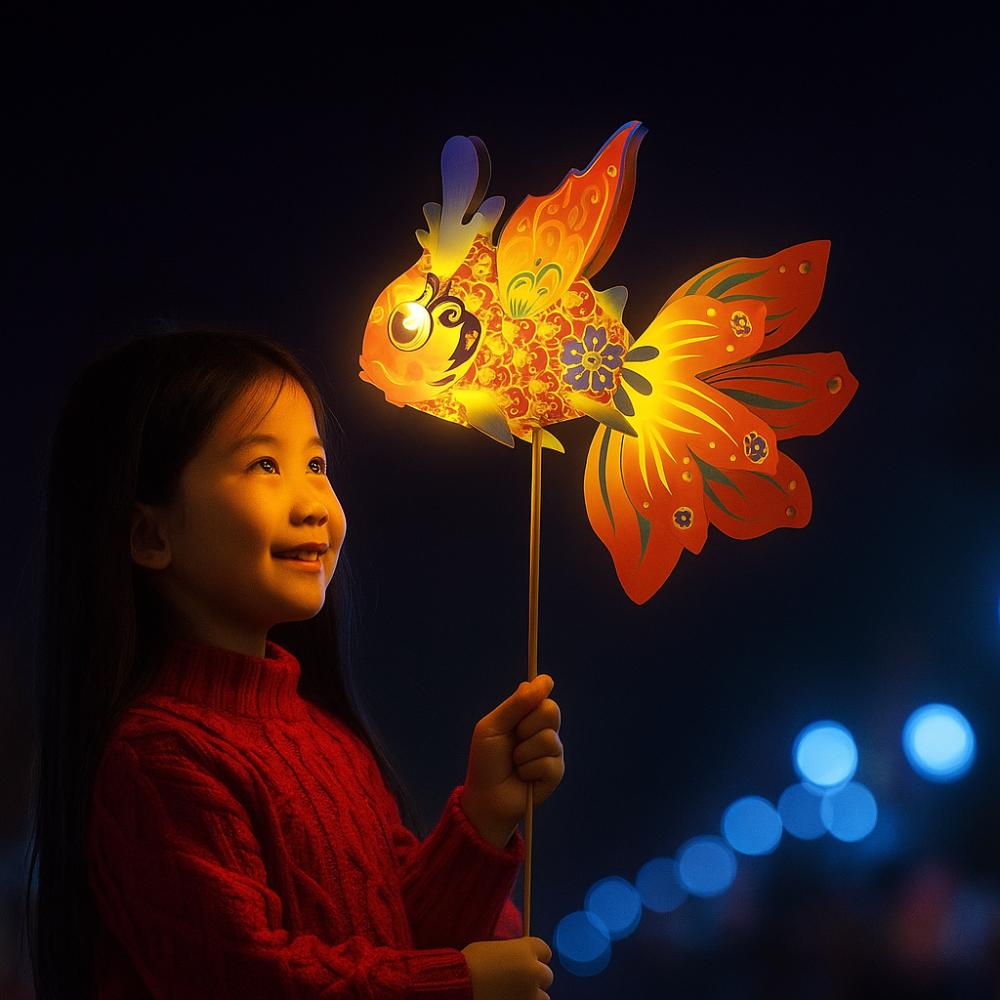 With Led Light Handheld Fish Lantern Chinese  Glowing Handheld  Lantern  Spring Festival