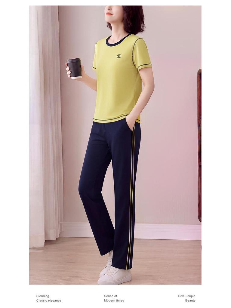 Trendy Summer 2026 Women's Two-Piece Set: Short-Sleeve Top and Loose Trousers