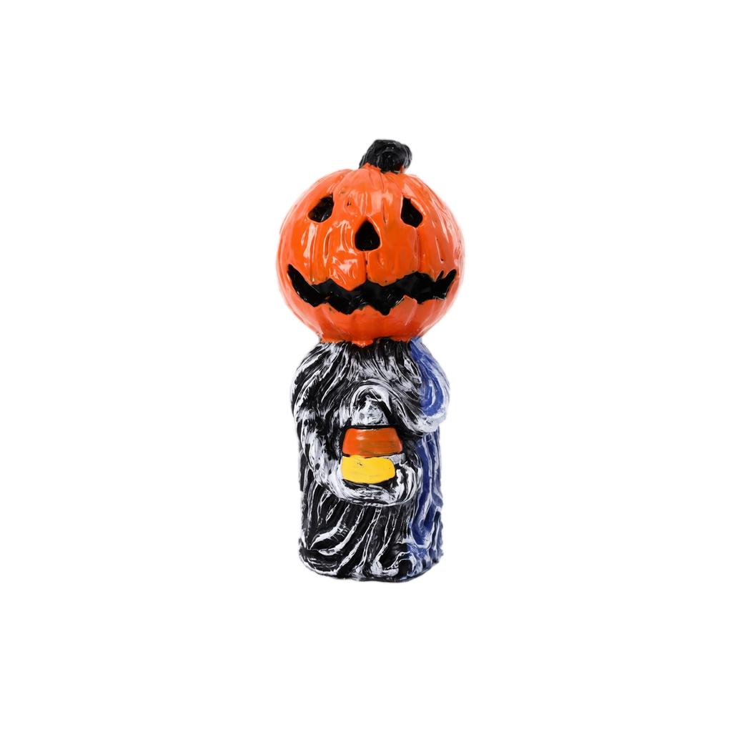 Halloween Pumpkin Bat Figurine Resin Double Layer Pumpkin Bat Statue Tabletop Decoration for Halloween Party Indoor Home Fireplace Shelf Display