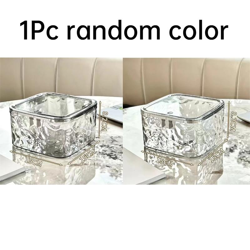 Household covered desktop trash can, kitchen car mini office press paper basket, multi-purpose water ripple pattern storage box