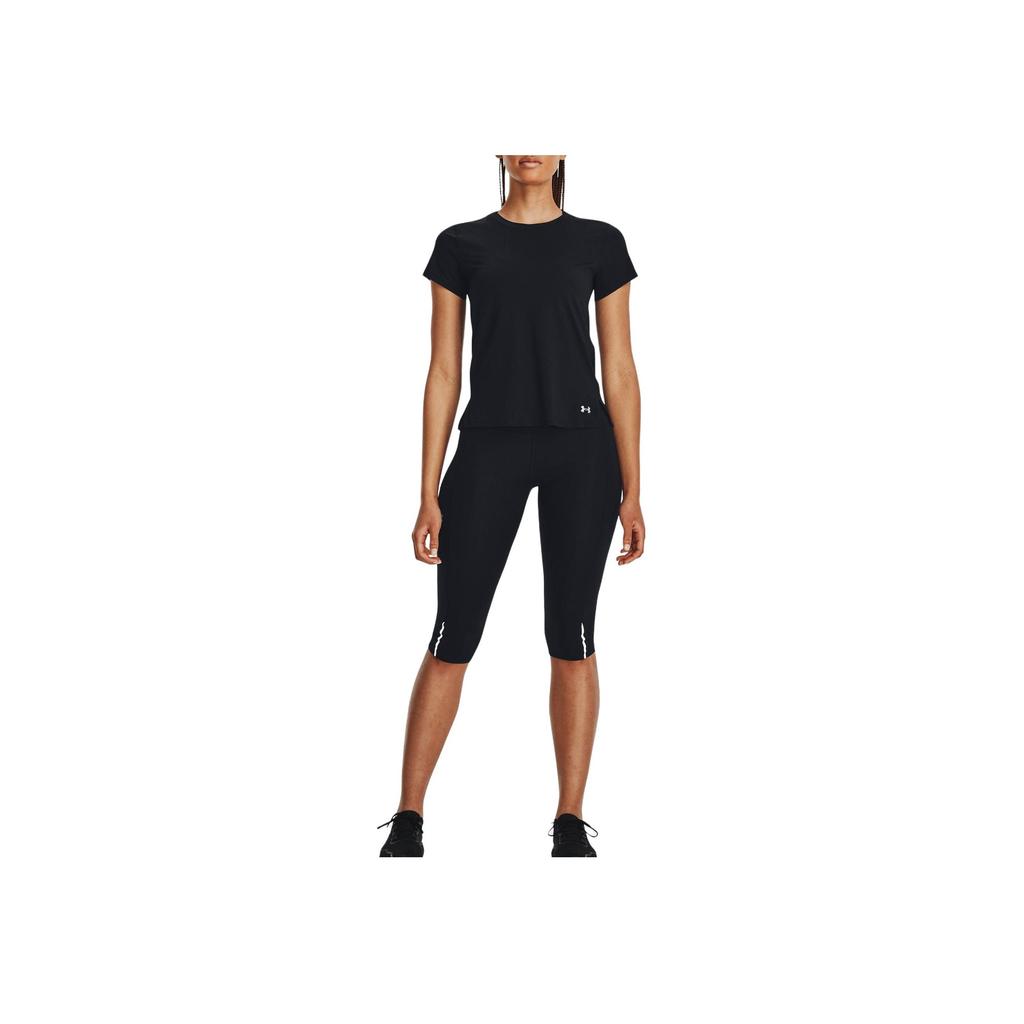 Under Armour SS23 Solid Color Crew Neck Slim Fit Short Sleeve T-Shirt Women Tops Black 1376819-001