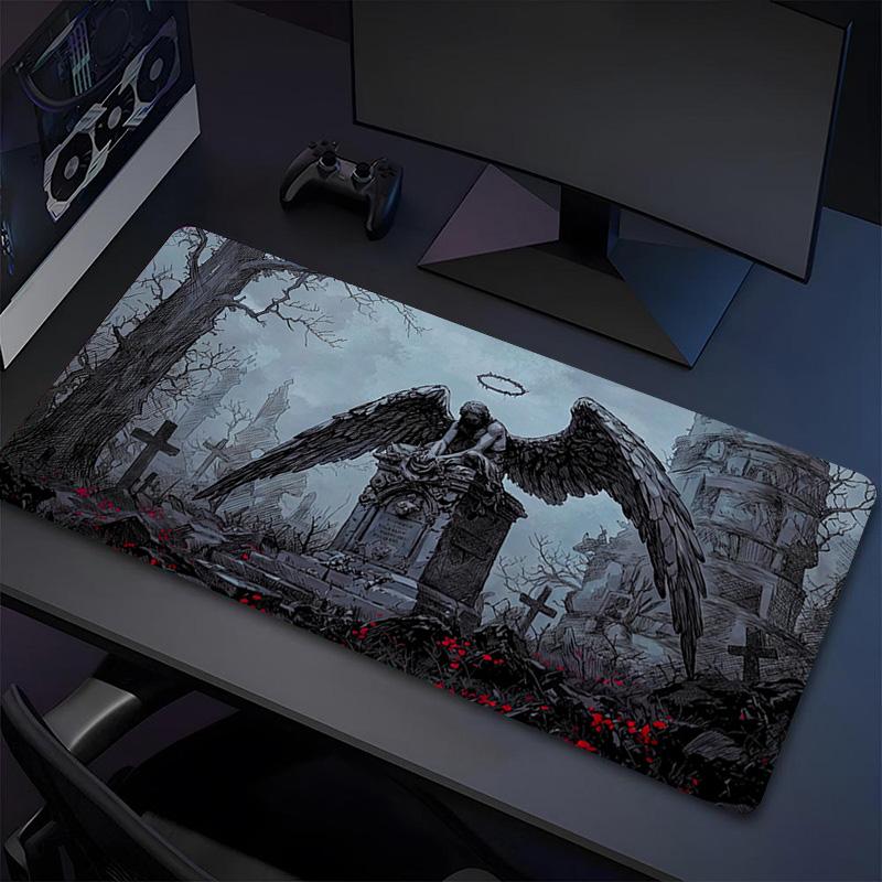 Angel Grave Xl Gaming Mouse Pad Nonslip Rubber Base Stitched Edge Waterproof Desk Mat For Pc Laptop Gamer Office Computer Accessories C929479