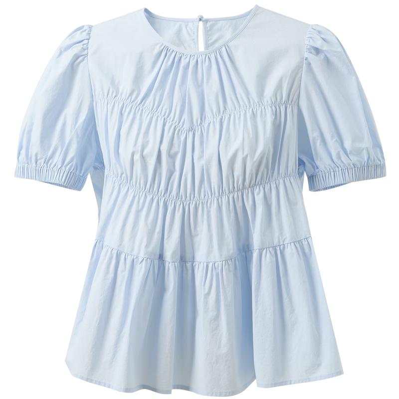 SanCai 100% Cotton Puff Sleeve Top