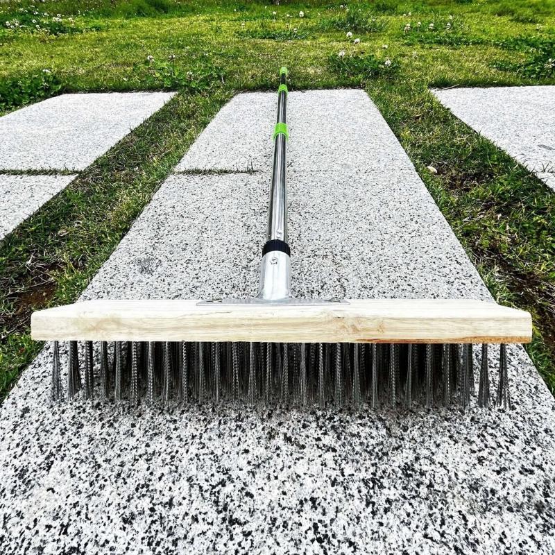 Stainless Steel Wire Floor Brush Head for Concrete Stain Outdoor Deck Garage Stainless Steel Deck Moss Remover