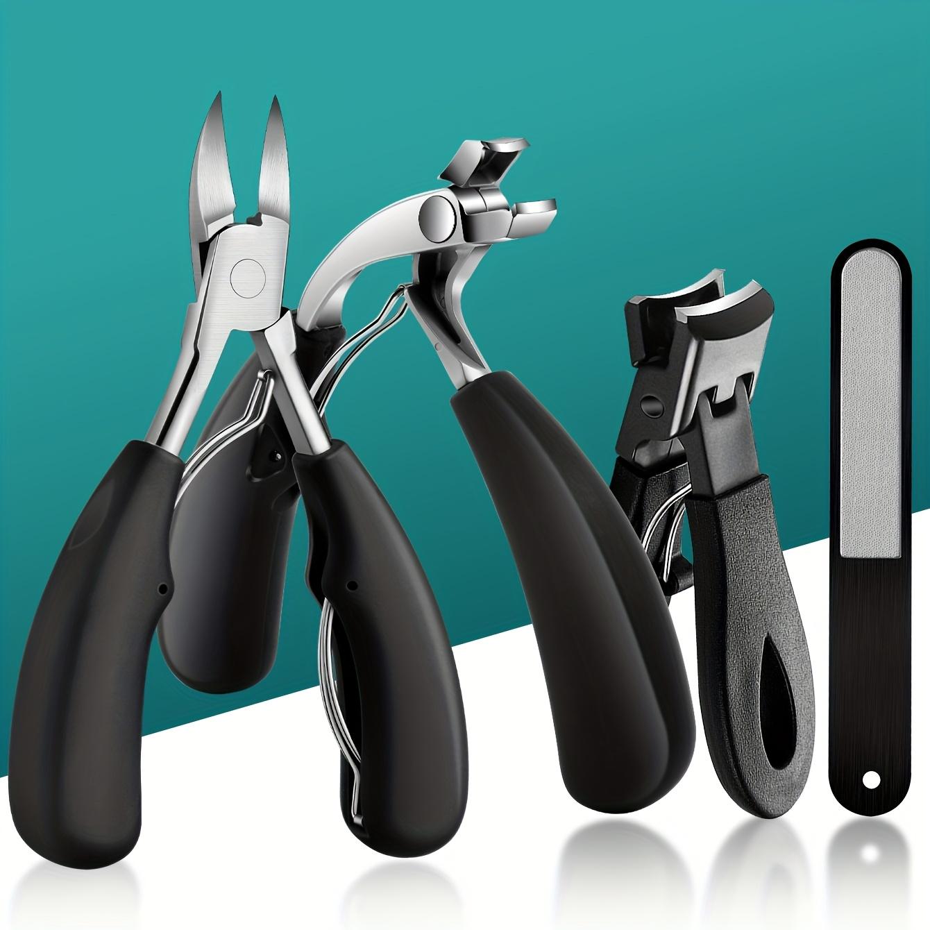 

4pcs Stainless Steel Toenail Clipper Set Heavy-Duty | Ergonomic Handle, Professional Grade for Thick Nails - Includes Nail File, 4pcs