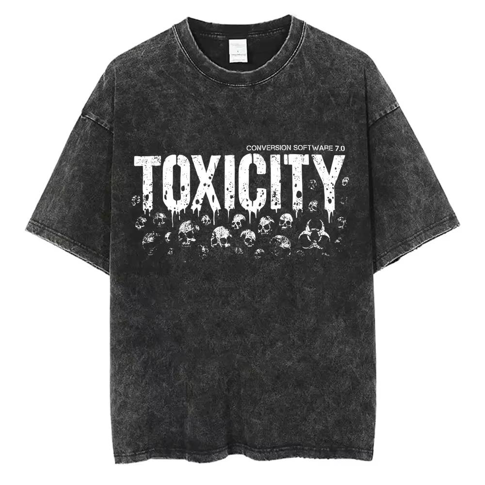 System Of A Down Toxicity Album Graphic Washed Tshirts Men Women Rock T Shirt Male Vintage Alternative Metal Tshirts