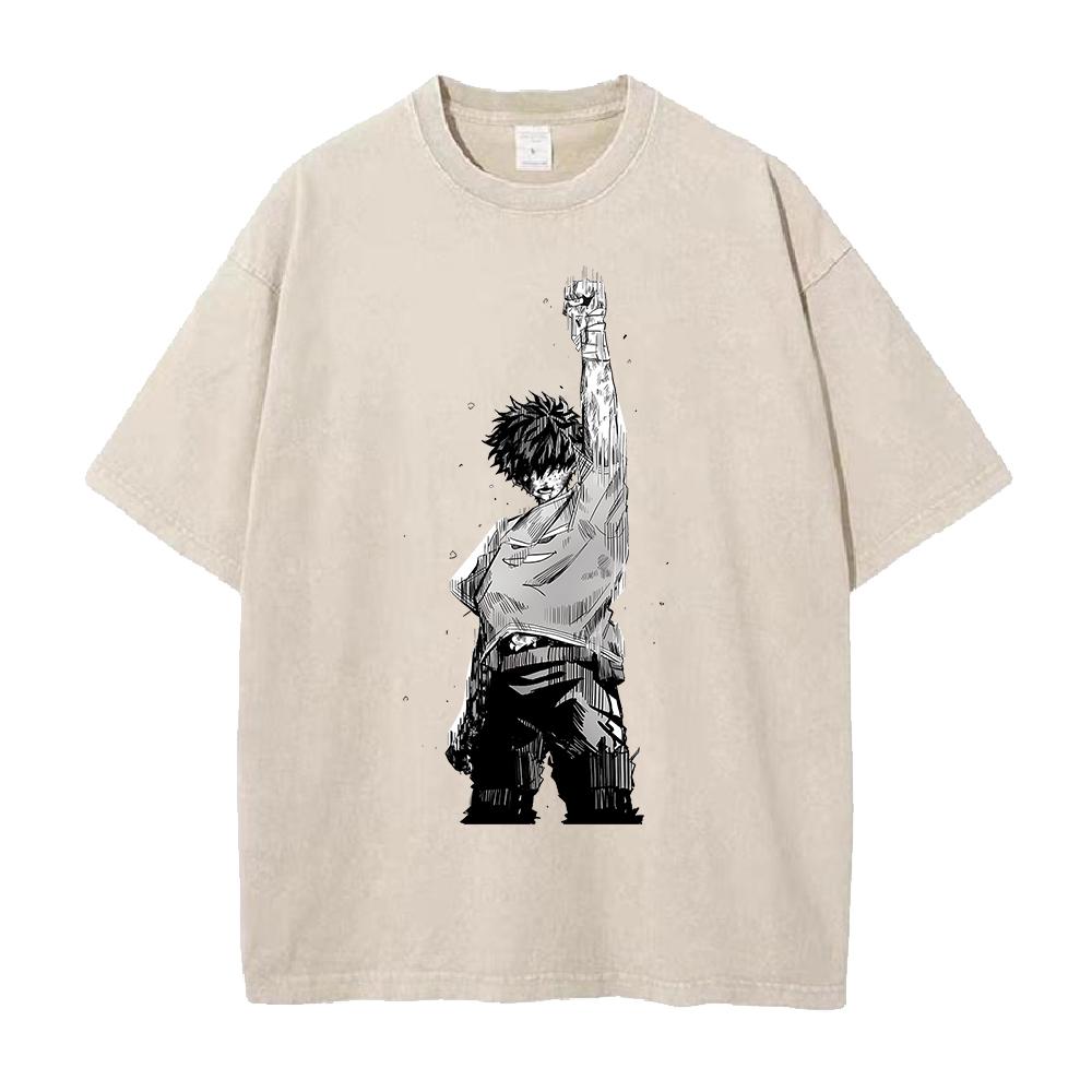 Anime My Hero Academia Midoriya Izuku Graphic T Shirt Men Women Clothing Oversized Tshirt Washed Cotton Tee Harajuku Tshirt