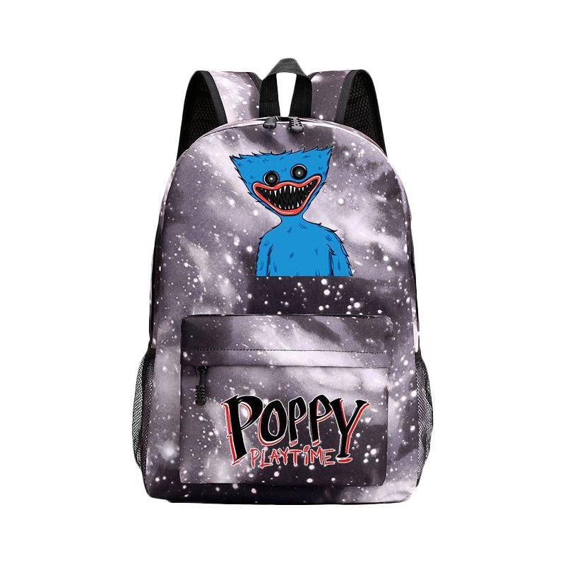 

Huggy Playtime Poppy Wuggy Cartoon Pattern Backpack Schoolbag Unisex Travel Bag Starry Sky Black