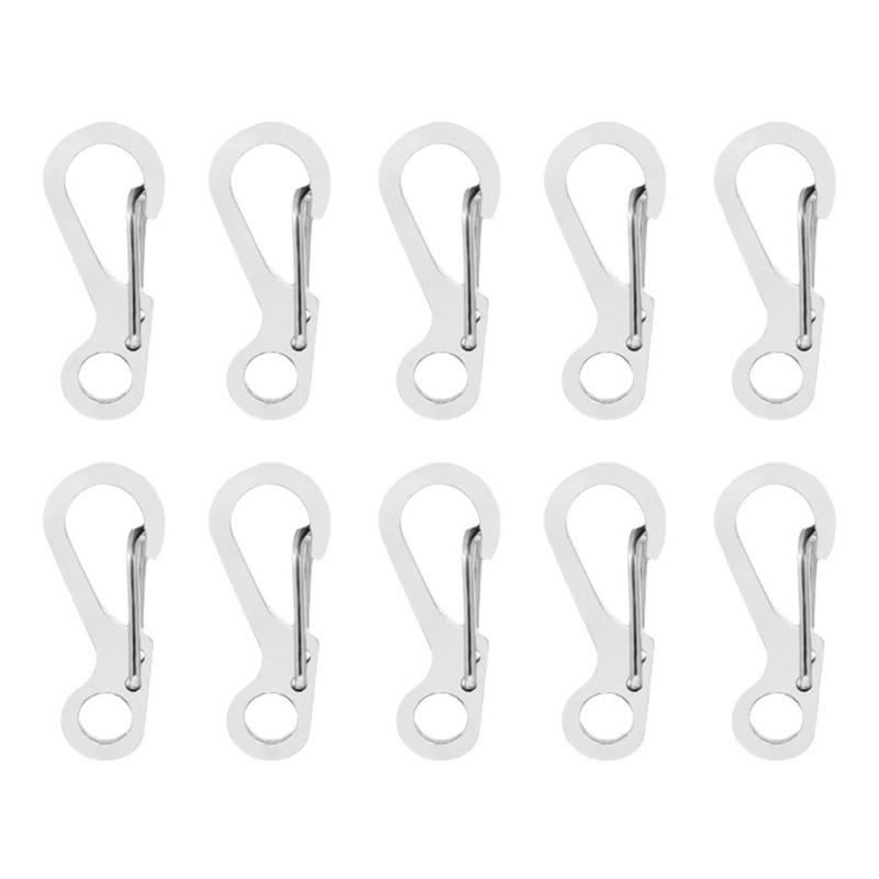 10Pcs Stainless Steels Keychain Carabiner Clasp Outdoor Paracord Carabiner Clip for Camping Traveling Hiking Keychains