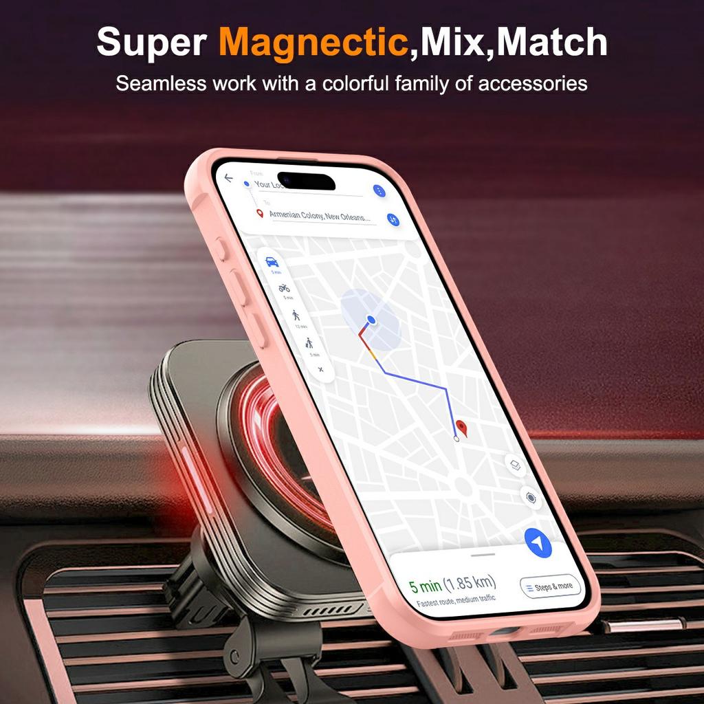 For iPhone 17 Case Magnetic Kickstand TPU+PC Shockproof Hybrid Phone Cover