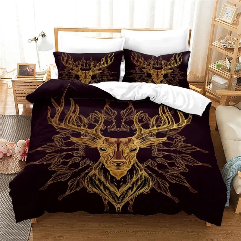 Sunset Wildlife Deer Duvet Cover Elk Giraffe Bedding Set Animal Theme Comforter Cover Full King For Teen Boys Girl Bedroom Decor
