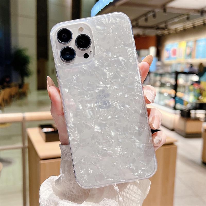 

Dreamy Seashell Silicone Case for iPhone 16 Pro Max - Mother-of-Pearl Protective Cover iPhone 11 Pro