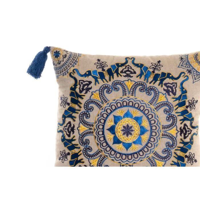 Coussin - Mandala - Orange, Bleu Ciel, Bleu Marine - 40 x 10 x 40 cm - Lot de 3 pièces