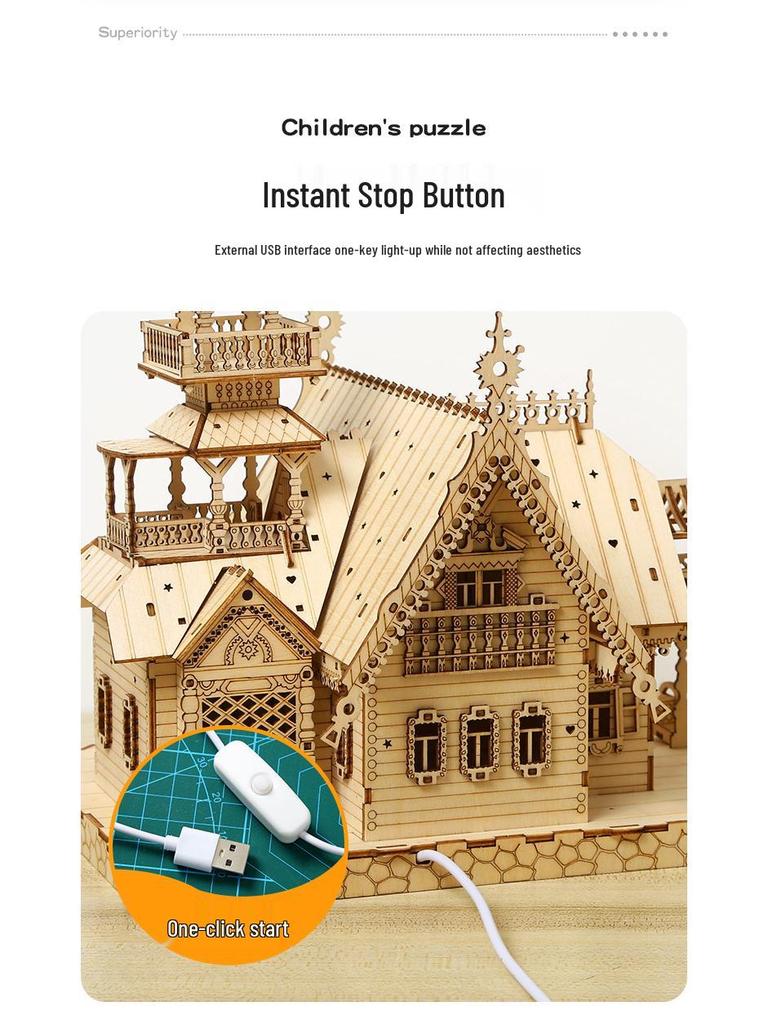 3D Wooden Puzzle: DIY Retro Villa Educational Toy