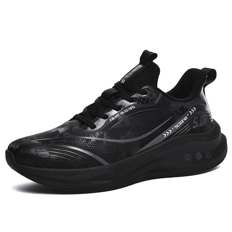 Extra large size leather surface autumn and winter sports shoes men's carbon board cushioning running shoes student body test shoes trendy men's shoes