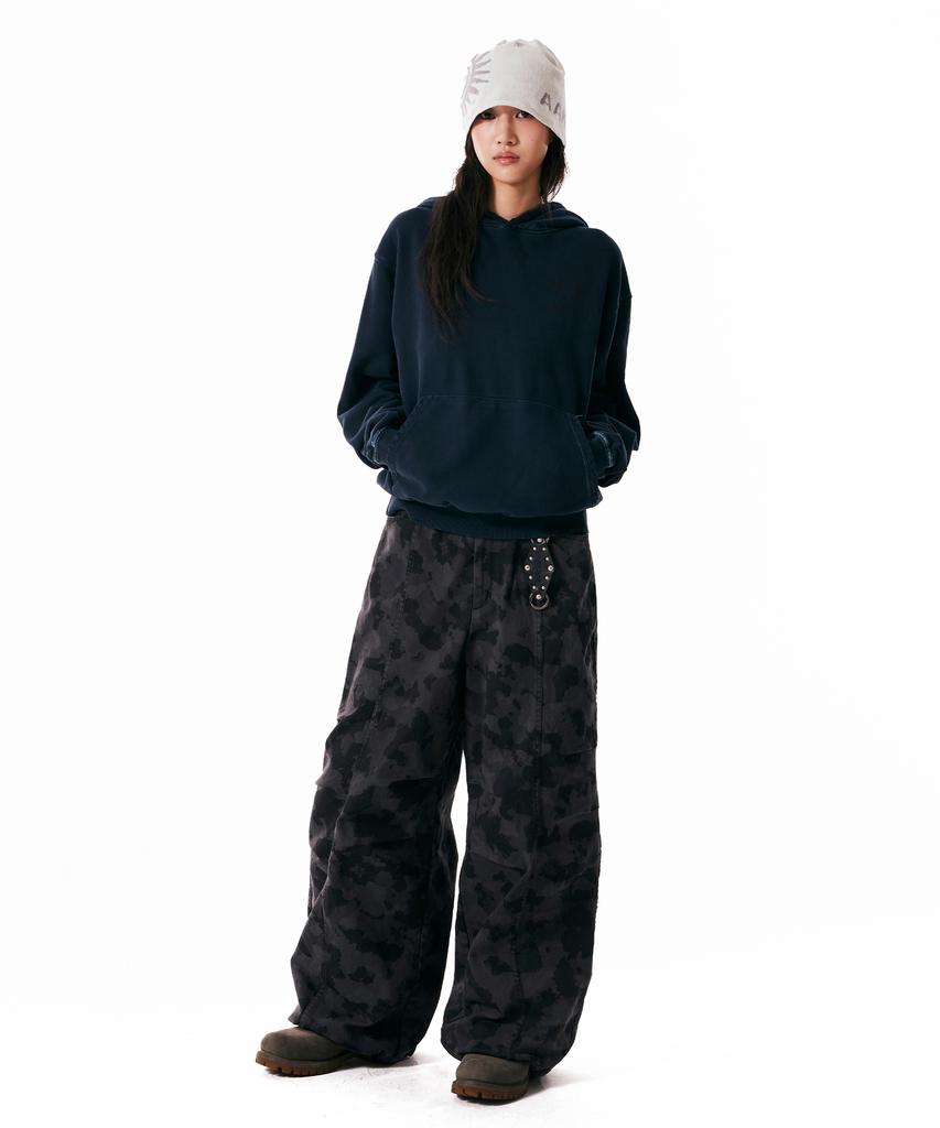 AAKAM Knee Pin-Tuck Camouflage Twill Pants (Black)