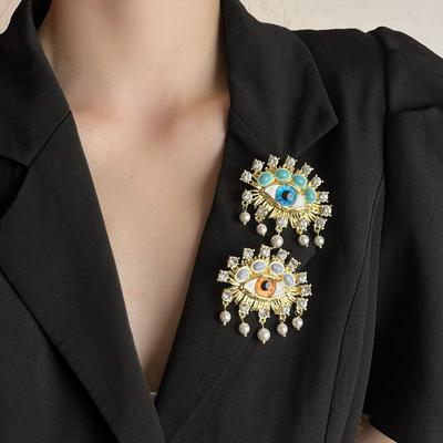 Přílišná Blýskavá Diamantová Perlová Třásněná Brož Retro Oční Špendlík Vintage Doplňky k Límci